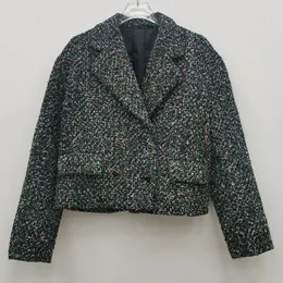 Kvinnors sandrogrå tweed vanliga ärmar lös paljettdekin blazer kappa