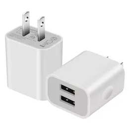 USB Wall Charger Block 5V 2.1A Dual Port Cube Plug Plug Power Adapter Adapter Corgers لجميع إكسسوارات هواتف Google Samsung iPhone