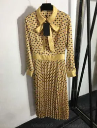 Tasarımcı Elbise Kadın Elbise Tasarımcı Giysileri Mizaç Yay Dekorasyon Kravat Bel Kat Uzun kollu uzun etekler kadın elbise 55