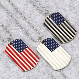 Colares Pingente Hip Hop American National Flag Homens S Square EUA Cartão Militar Charme Bead Chain para Mulheres Rapper Moda Jóias Drop Dhuaw