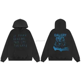 Designer Fashion Clothing Luxury Men's Sweatshirts Galleryes Depts American High Street Gradient Letter Loose Casual and Women's Washable Old Hooded Sweater