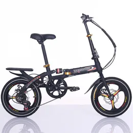 최신 16 인치 접이식 자전거 디스크 브레이크 휴대용 유형 주름 자전거 충격 자전거 자전거 자전거 레크리에이션 자전거 레이디 학생 Trave228m