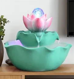 Lotus Water Fountain Ornaments Office Desktop Feng Shui Waterscape Crafts with Transfer Led Light Ball Wedding Gifts Home Decor4868209