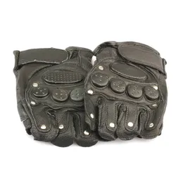 Fem fingrarhandskar Half Fing Finger Mitten -handskar Nitar Black Leather Glove For Motorbike Driving 230818