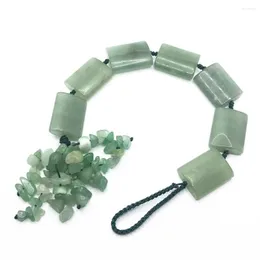 Keychains Seven-color Chakra Natural Crystal Stone Car Pendant 7 Tumbled Gemstones Tassel Hanging Ornament Stones Decor