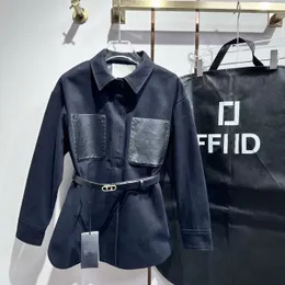 f endi womens denimジャケットデザイナーの女性は、レディジャケットコートのトップスのために秋の春のスタイルスリムを覆う