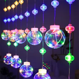 LED -strängar Party 3M LED ING BALL SOLAR CURTUT String Lights with Fjärrkontroll Lykta Globe Fairy Garland Light For Window Bedroom Wedding Decor HKD230919