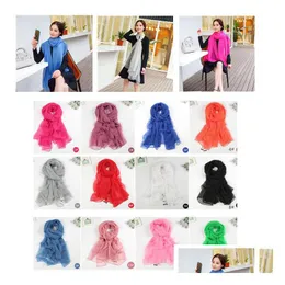 Women Solid Color Scarves Large Size Beach Towel Pashmina Major Suit Ice Silk Chiffon Sunsn Shawl Gifts Ship Drop Delivery Dh5Vx