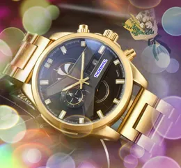 Special Shape Dial Mens Watches Big Size Full Functional Clock Fashion Quartz Waterproof Calendar Black Gold Silver Case Watch Montre Femme Reloj Presents