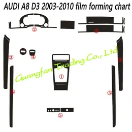 لـ Audi A8 D3 2003-2010 ، قم بتصميم السيارة 3D 5D Carbon Car Carn Care Console Console Console Console Sticker Decals3212