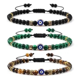 S3776 Fashion Jewelry for Man Evil Eye Armband 4mm Volcanic Stone Tiger Eye Blue Eyes Handvävda pärlband