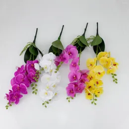 Dekoratif çiçekler 2 dal gerçek dokunmatik kelebek orkide yapay çiçek pu yeşil saksı bitkileri diy düğün ev bahçesi balkon dekor sahte