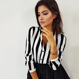 Women's Blouses Women Fashion Summer Striped Long Sleeve V Neck Loose Shirts Casual Blouse Woman's Tops Blusa De Las Mujeres Camisas