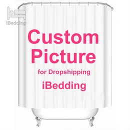 샤워 커튼 ibedding 커스텀 샤워 커튼 욕실 방수 커튼 맞춤형 포 폴리 에스테르 목욕 장식 고리 포드 드롭 230920