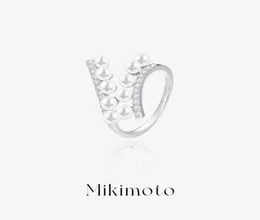 Pierścień projektantki Mikimoto dla kobiety Royal Wooden Pearl Ring Women039s Premium Akoya Freshwater Open in Sterling Silver4028356