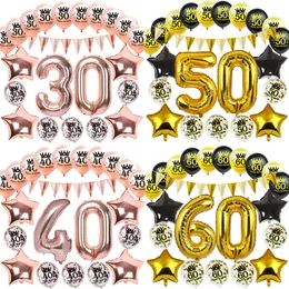 Other Event Party Supplies Birthday Inflatable Confetti Number Balloons 18 21 30 40 50 60 70 80 90 Year Decoration Adult Digit Helium Balons 230919