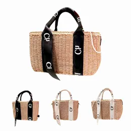 Borse da spiaggia Borsa da spiaggia legnosa Cesto di paglia Designer Rafia fine settimana viaggio Spalla Crossbody di lusso in tessuto da uomo la borsa tote Grande capacità Borse unisex semplici