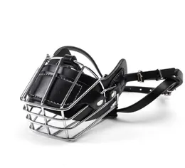 Black Large Medium Dog Muzzle Metal Wire Basket Leather Antibite Masks Mouth Cover Bark Chew Muzzle Pet Breathable Safety Mask 2013458422
