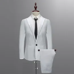 Men Business waistcoat 2019 New Arrvial Spring Autumn Suit Men With Pants For Wedding Slim Button Suit Pure Color Dress BlazerT1272k