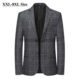 Mäns kostymer blazrar 2023 Autumn Men's Plaid Blazer Business Dräktjacka 8xl 7xl 6xl Plus Size Office Party Wedding Cless Coat varumärke Kläder J230920