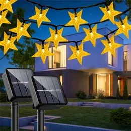 Juldekorationer Solar Star String Lights Outdoor Waterproof LED Powered For Patio Garden Yard Veranda Wedding Decor 230919