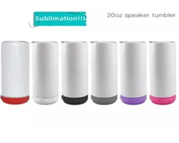Sublimation Bluetooth Speaker Tumbler 20oz مستقيمة Tumblers Coloful الصوت الفولاذ المقاوم للصدأ أسفل كأس الموسيقى الإبداعية مزدوجة W5138672