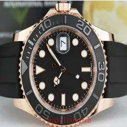 Luxury Rose Gold Watch Męskie 2813 zegarki dla mężczyzn Ceramiczna ramka szafirowa Master Black Dial Watch 40mm 268655 Rubbe260m