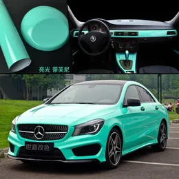 3 Layers Gloss Tiffany Blue Vinyl Film Glossy Car Wrap Foil With Air Release DIY Car Sticker Wrapping Size 1 52x20 meters Roll248P