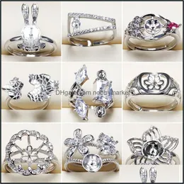 Ustawienia biżuterii Hurtowe DIY Pierścienie Pierścienie 925 Pierścień z cyrkonem dla kobiet dziewczyna drobna regulowana rozmiar Drezka Dhgarden otjg4