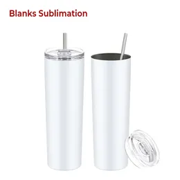 Wholesale High Quality Custom Logo 20oz Stainless Steel Blank Sublimation Straight Tumbler Cups Mugs WIth Plastic Straw In Bulk 920