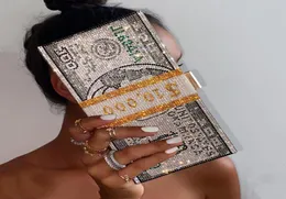 Neue Mode Hundert Dollar Bill Jelly Bag Bling Strass Geld Geldbörse und Handtaschen Luxus Kristall Stirnband Clutch Bags1317135