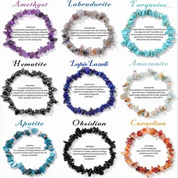 Strand Irregular Chip Stone Beads Bracelet Natural Obsidian Lapis Lazuli For Women Men Couples Yoga Jewelry Gifts