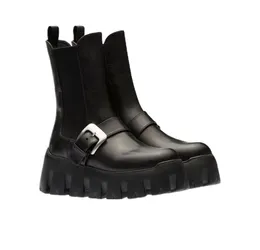 Designer-Stiefel, Luxus-Stiefel, stilvoll, klassisch, mattes Lackleder, Marken-Kalbsleder-Stiefel, flache Plateau-Stiefel, modische Schuhe mit Außensohle, Stiefel11