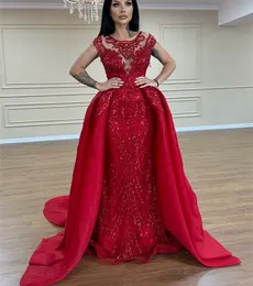 ASO ebi ARABIC RED MERMAID PROM DUSL SENSITED LACE Aseval Party Party Second Distress Disparty Condress Dresses Robe de Soiree ZJ373 407