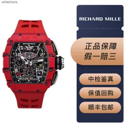 Autentyczne luksusowe Richarmilles zegarek Tourbillon Automatyczne mechaniczne zegarki RM1103 NTPT Red Devil Mens Series Włókno z automatycznym mechanikiem HBNR