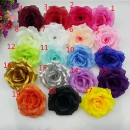 Christmas Decorations 100 pcsLot 19 color 10cm Artificial Rose Silk Flower Heads for Wedding Party Decorative Flowers Home decoration 230919