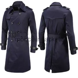 Herrgravrockar 2023 Mens Spring Autumn Windbreak Overcoat Long Trench Coat med Belt Male Pea Coat Double Breasted Peacoat J230920