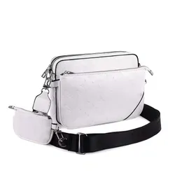 Men luxury TRIO designer handbags purse crossbody bag Men's bag white embossed three-piece one-shoulder messenger bag women's bag