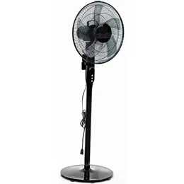 Pelonis Ventilatore a piedistallo silenzioso da 16" a 12 velocità regolabile in altezza con telecomando con display digitale, ventole nere