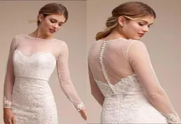 تول تول الأبيض الأكمام الطويلة Bridal Bolero Ivory Wedding Jacket شفاف مخصص مصنوع من الزفاف مع Coat8707294