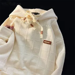 남성용 후드 땀 셔츠 빈티지 니트 우유 살구 까마귀 2023 봄과 가을 새로운 느슨한 간단한 다목적 게으른 일본 스웨트 셔츠 230920