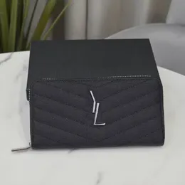 Kornläder långa plånböcker designers kvinna quiltad lyxväska omslag kreditkortshållare nyckelmynt cartera hombre modedesigner zippy plånbok soild färg xb064