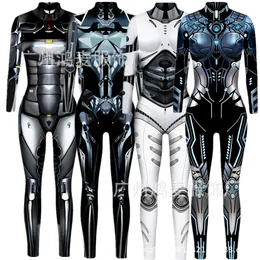 Catsuit Costumes Robot Punk Jumpsuit Halloween Cosplay Sexy Women Catsuit Cosplay Costumes Punk Zentai Halloween Bodysuit Tight Sexy Body Suit