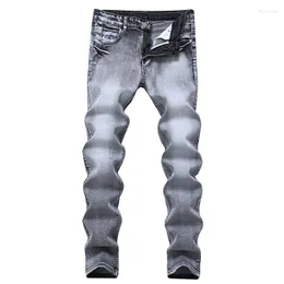 Jeans da uomo grigi slim piedi piccoli pantaloni lunghi abbigliamento casual elasticizzato versatile