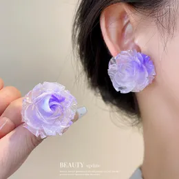 Dingle örhängen romantisk färgglad akrylblomma örhänge kvinnor trendiga eleganta koreanska modesmycken utsökta vintage smycken