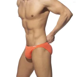 Solid Color Nylon Briefs Men Big Bulge Sexy Underwear Translucent