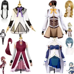 Catsuit 의상 애니메이션 애니메이션 Puella Magi Madoka Magica Sakura Kyouko Miki Sayaka Tomoe Mami Akemi Homura 코스프레 코스프레 가발 가발 전투 스커트 유니폼