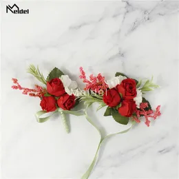 Decorative Flowers Wedding Corsages And Boutonnieres Women Dress Brooch Wristbands Flore Men Buttonholes Party Prom Wrist Bracelet