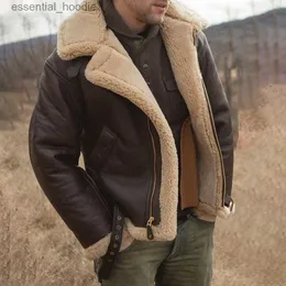 Futro dla kobiet sztuczne futro 2023 Jesienna zimowa skórzana kurtka mężczyzn Sheep Sheepkin Lambin Wszerzowe kurtki Parka Pilot Men's Natural Sheepskin Fur Płaszcz Nowy L230920