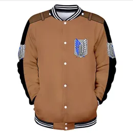 Atak na kurtkę baseballową Titan Men Bomber Kurtka Shingeki No Kyojin Anime Cosplay Costplay Scouting Legion Baseball Mundur Coat